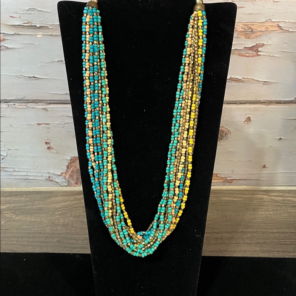 ZAD Turquoise and Yellow Beaded Necklace - Picture 7 of 7